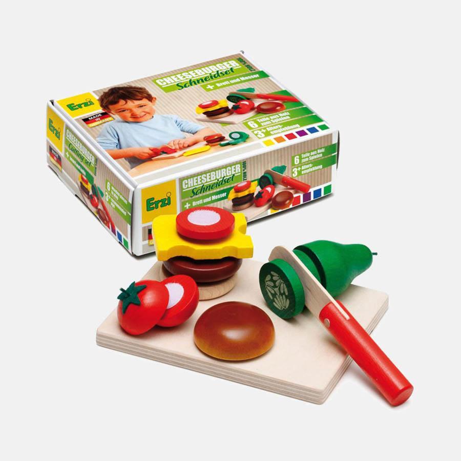 Erzi cheeseburger cutting set-pretend play-Fire the Imagination-Dilly Dally Kids