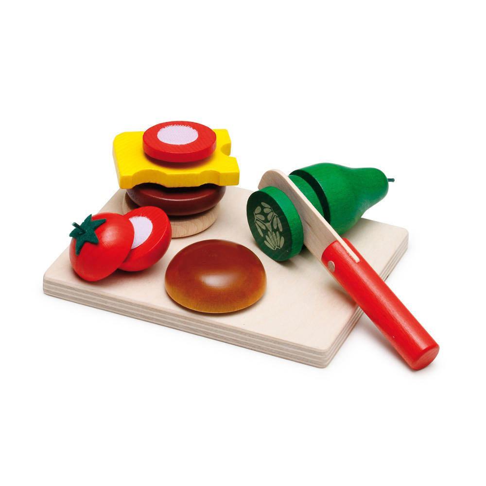 Erzi cheeseburger cutting set-pretend play-Fire the Imagination-Dilly Dally Kids