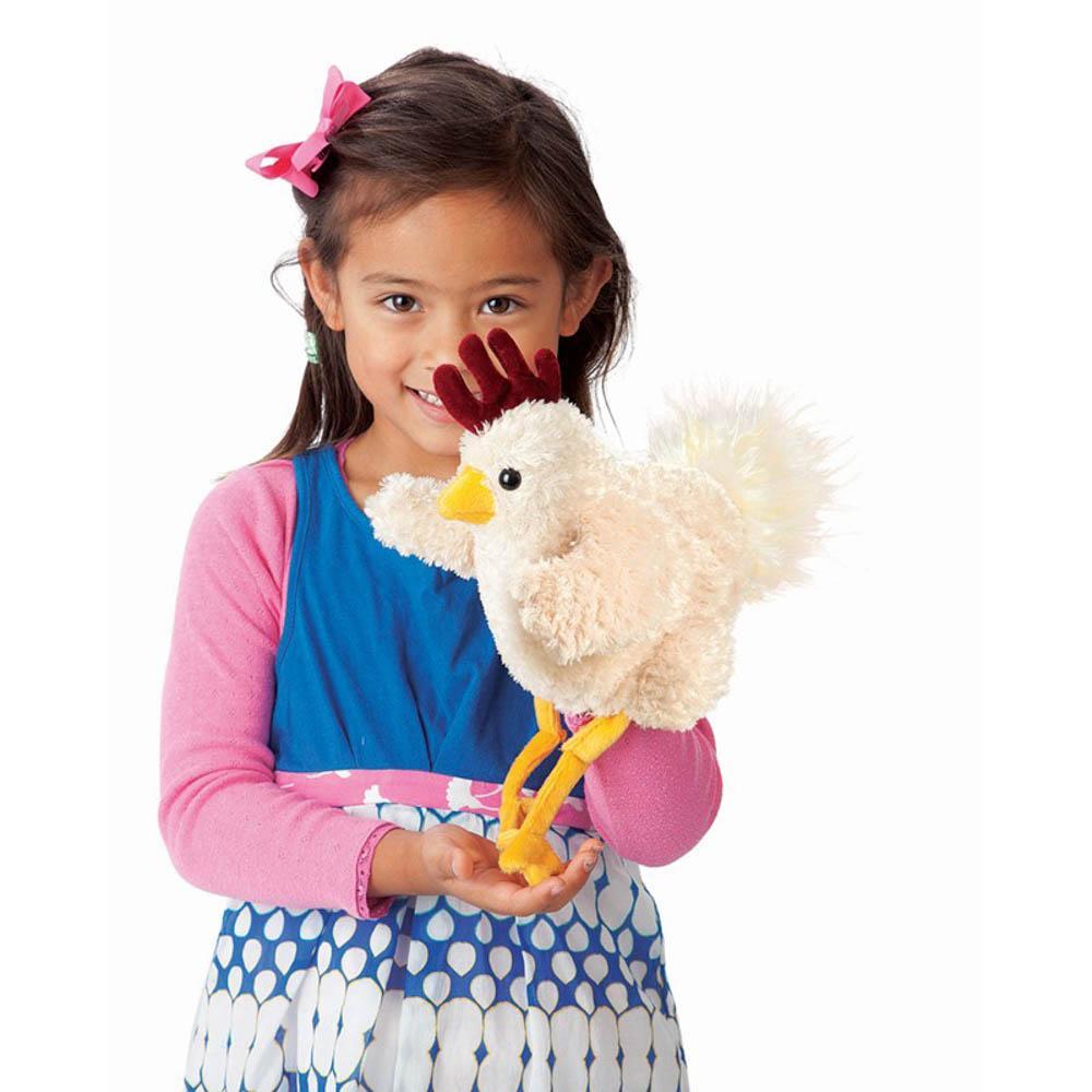 Folkmanis funky chicken puppet-puppets, stuffies & dolls-Fire the Imagination-Dilly Dally Kids