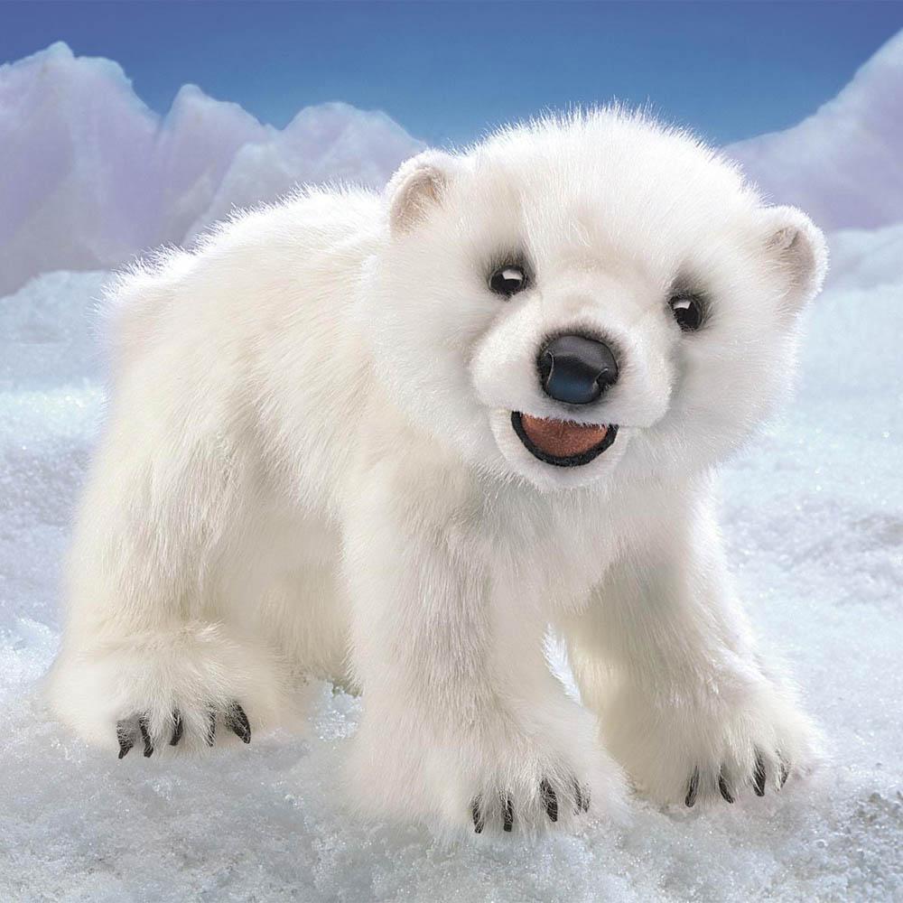 Folkmanis polar bear cub puppet-puppets, stuffies & dolls-Fire the Imagination-Dilly Dally Kids