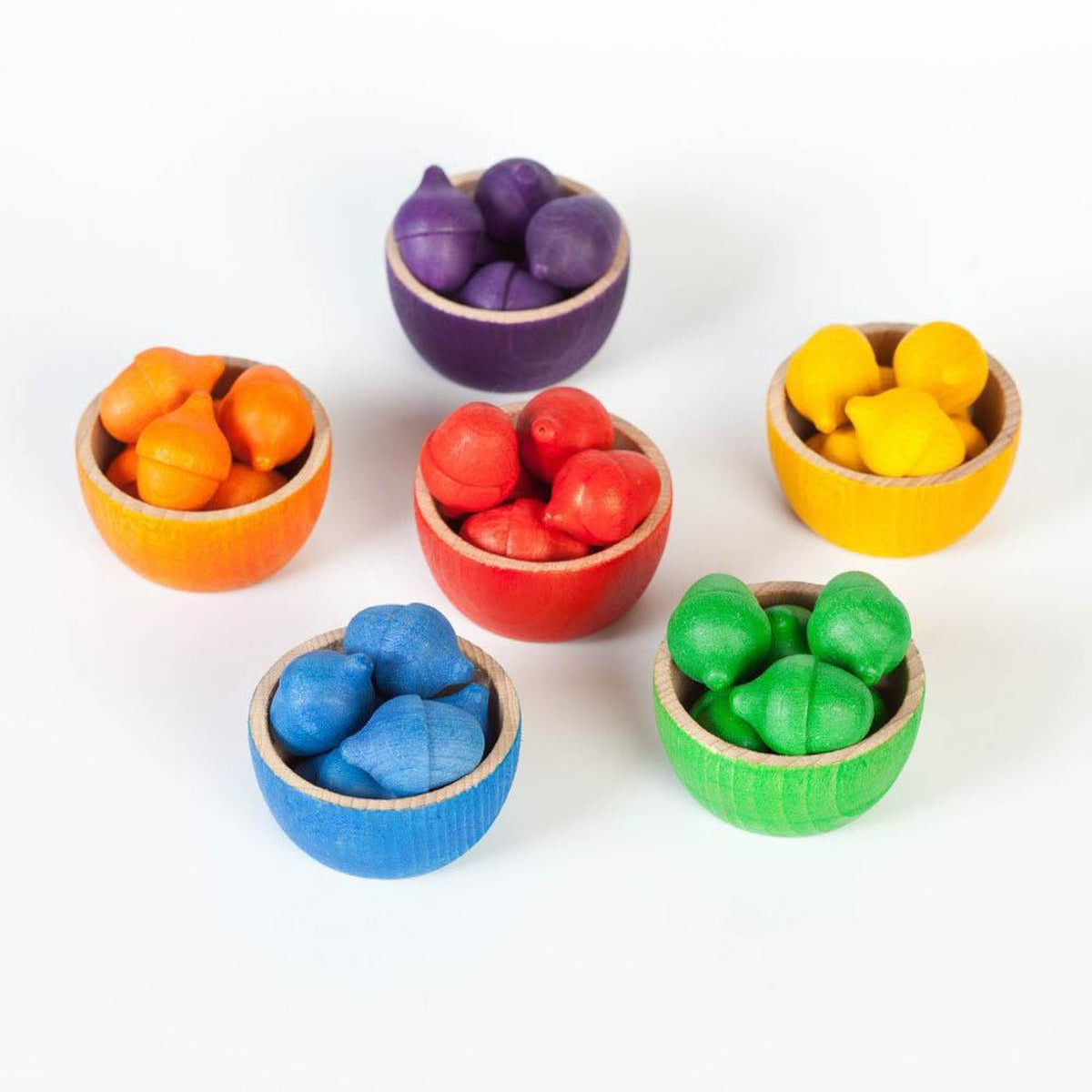 Grapat coloured bowls and acorns with tongs-blocks & building sets-Grapat-Dilly Dally Kids