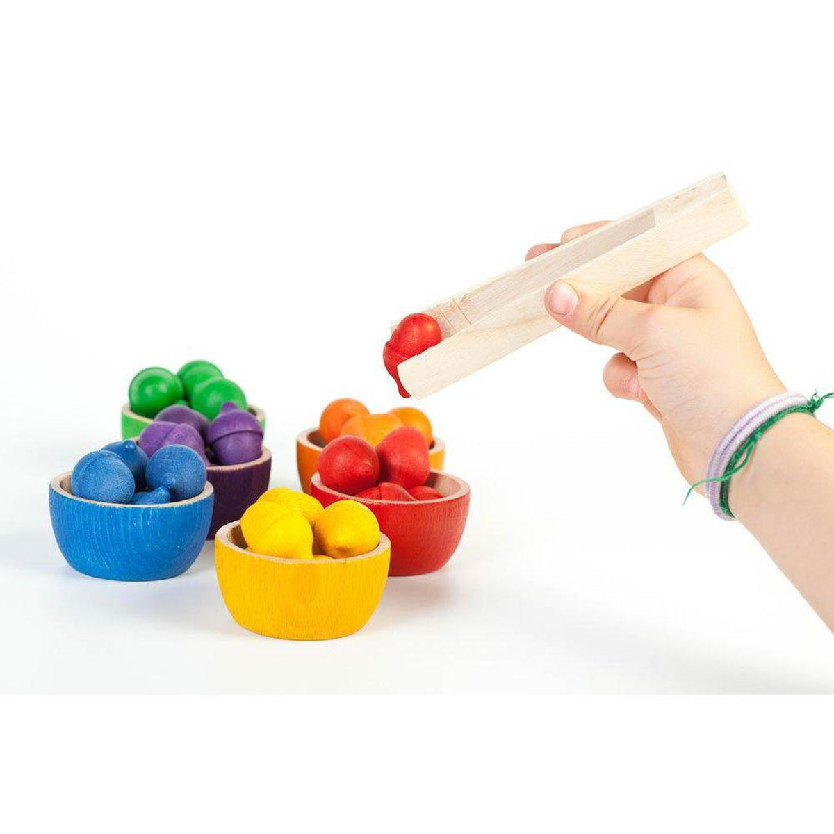 Grapat coloured bowls and acorns with tongs-blocks & building sets-Grapat-Dilly Dally Kids