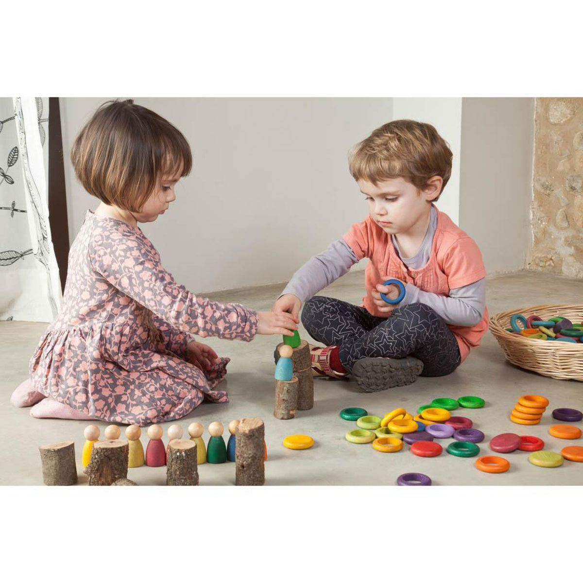 Grapat wood coloured nine Carla-blocks & building sets-Grapat-Dilly Dally Kids