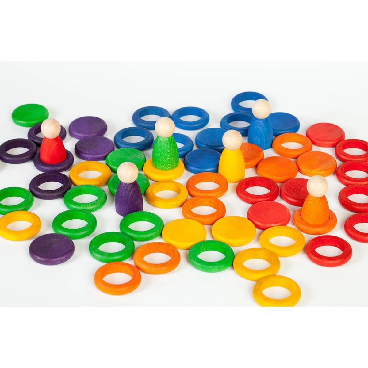 Grapat wood coloured rings 36 pieces-blocks & building sets-Grapat-Dilly Dally Kids