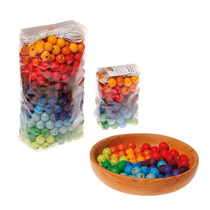 Grimm's 120 wooden beads multi-coloured - 12mm-blocks & building sets-Fire the Imagination-Dilly Dally Kids