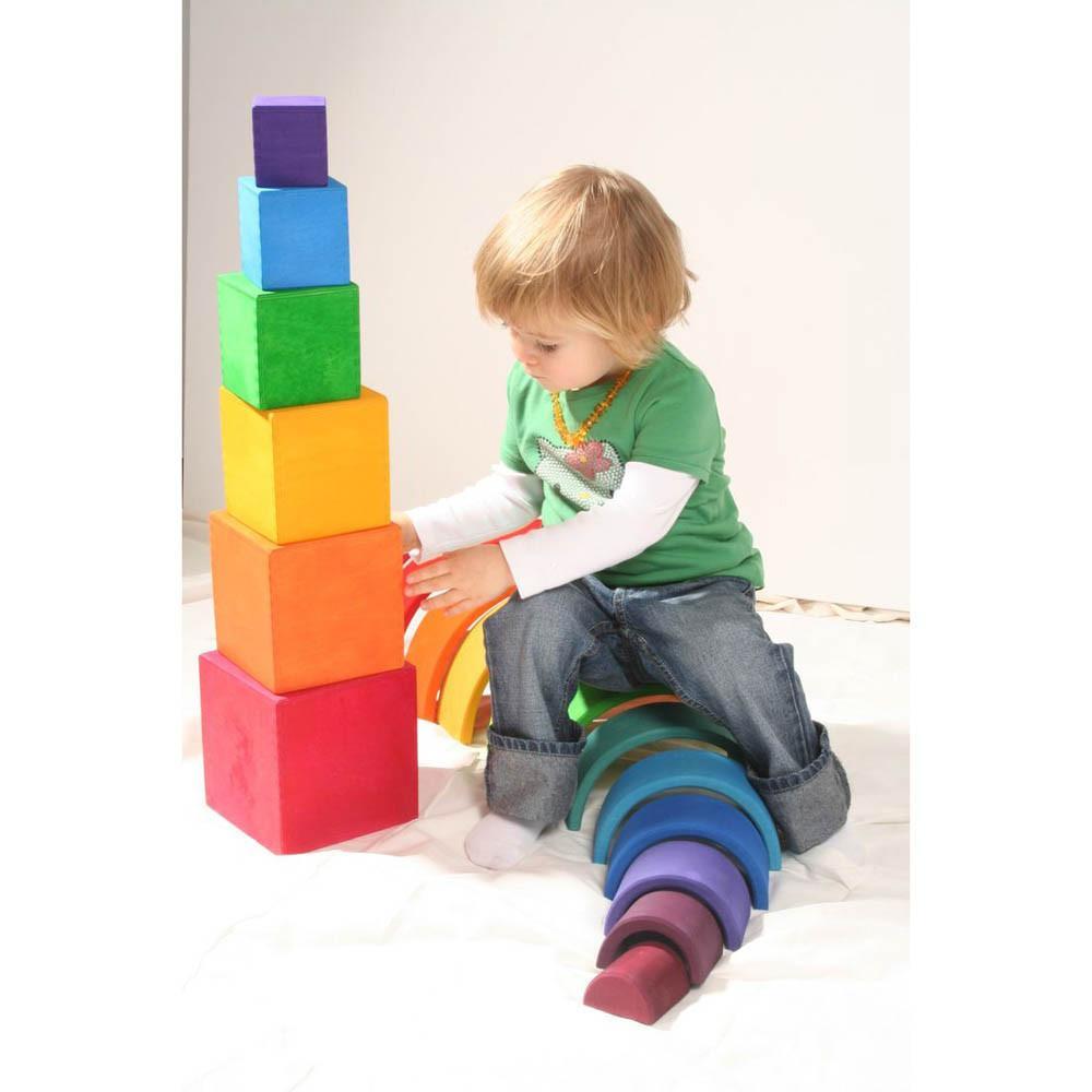 Grimm's large rainbow stacking boxes-blocks & building sets-Fire the Imagination-Dilly Dally Kids