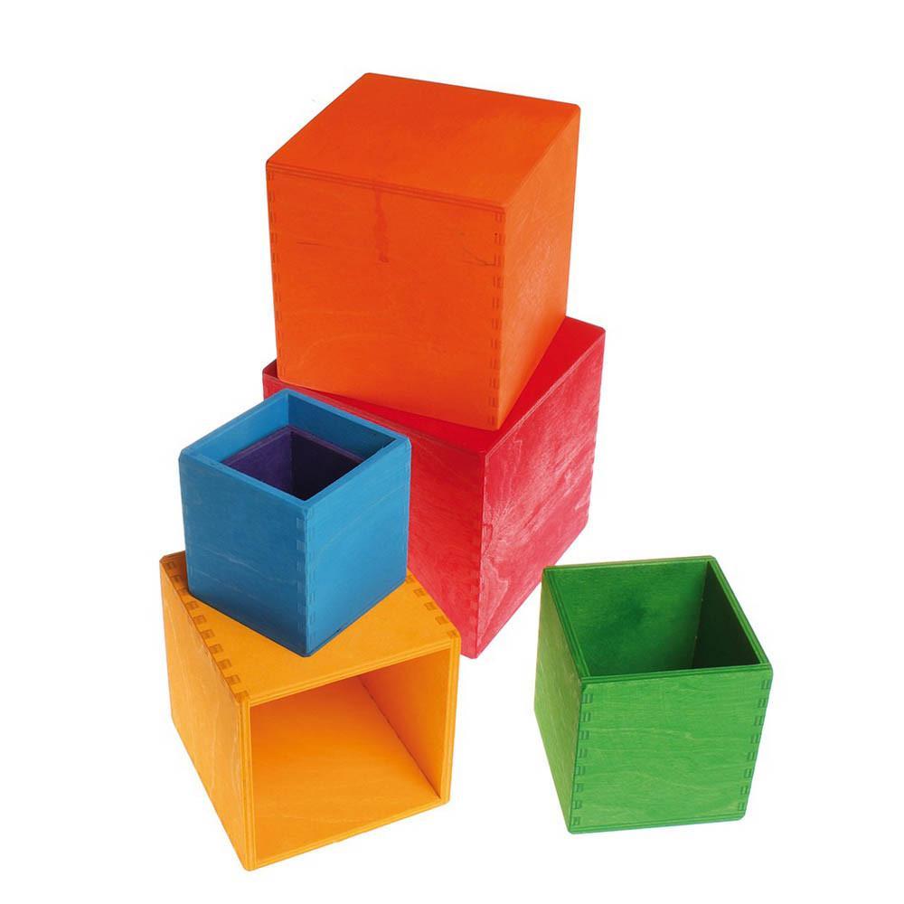 Grimm's large rainbow stacking boxes-blocks & building sets-Fire the Imagination-Dilly Dally Kids