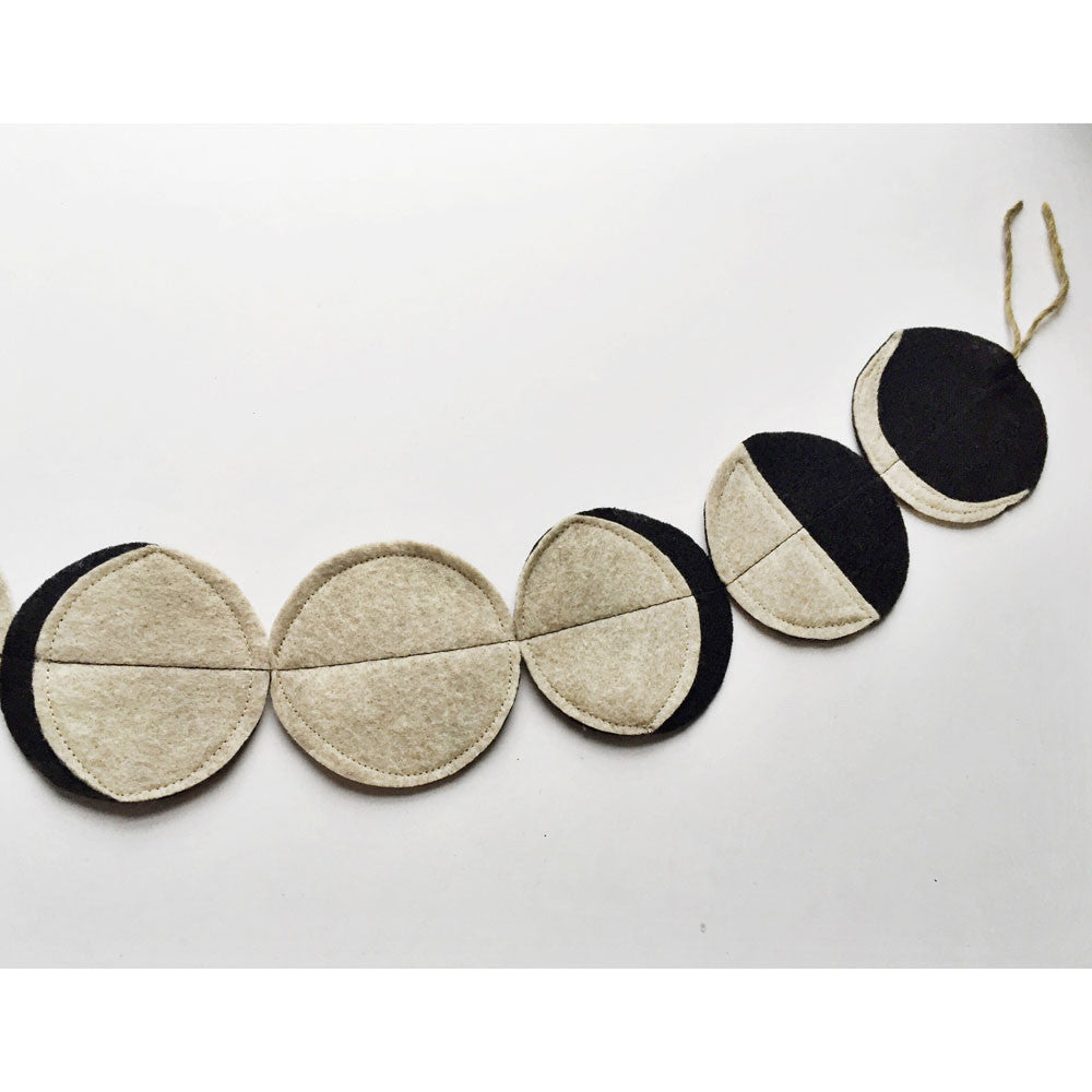 handmade felt moon phases garland - black-decor-Emerald and Ginger-Dilly Dally Kids