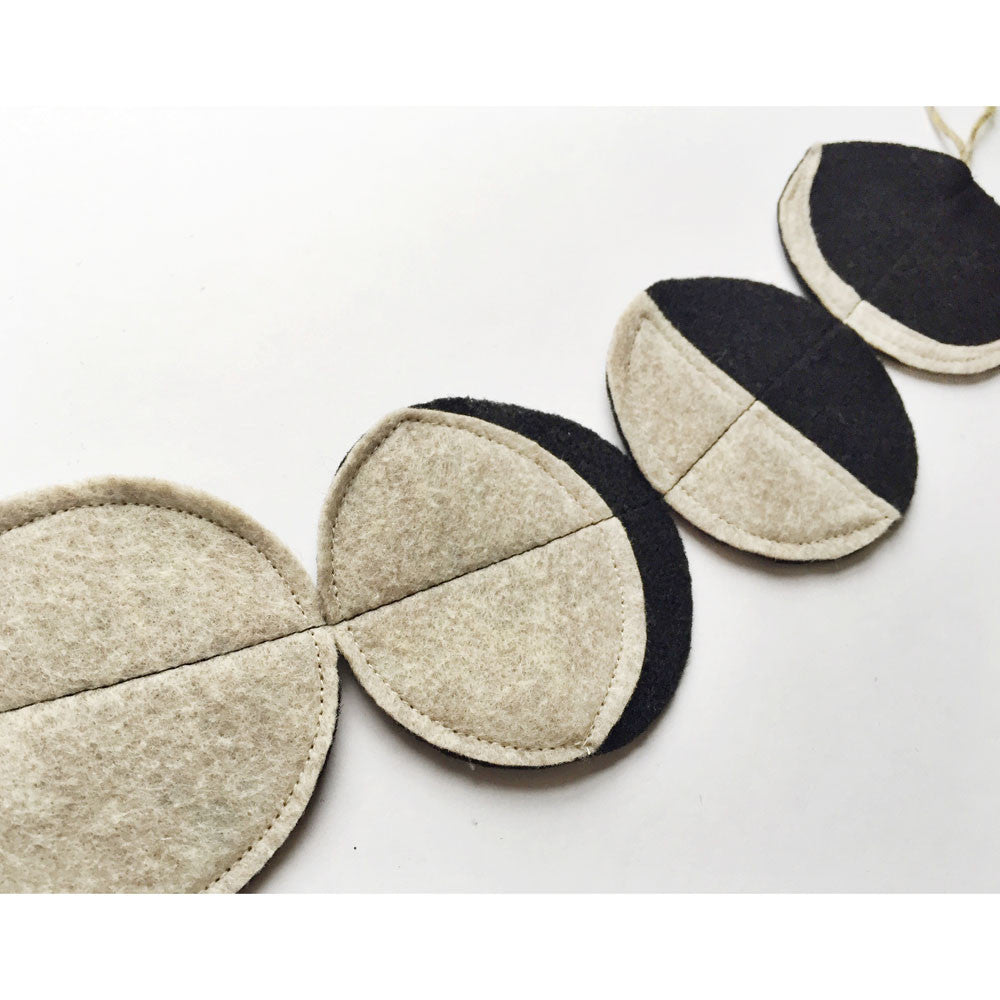 handmade felt moon phases garland - black-decor-Emerald and Ginger-Dilly Dally Kids