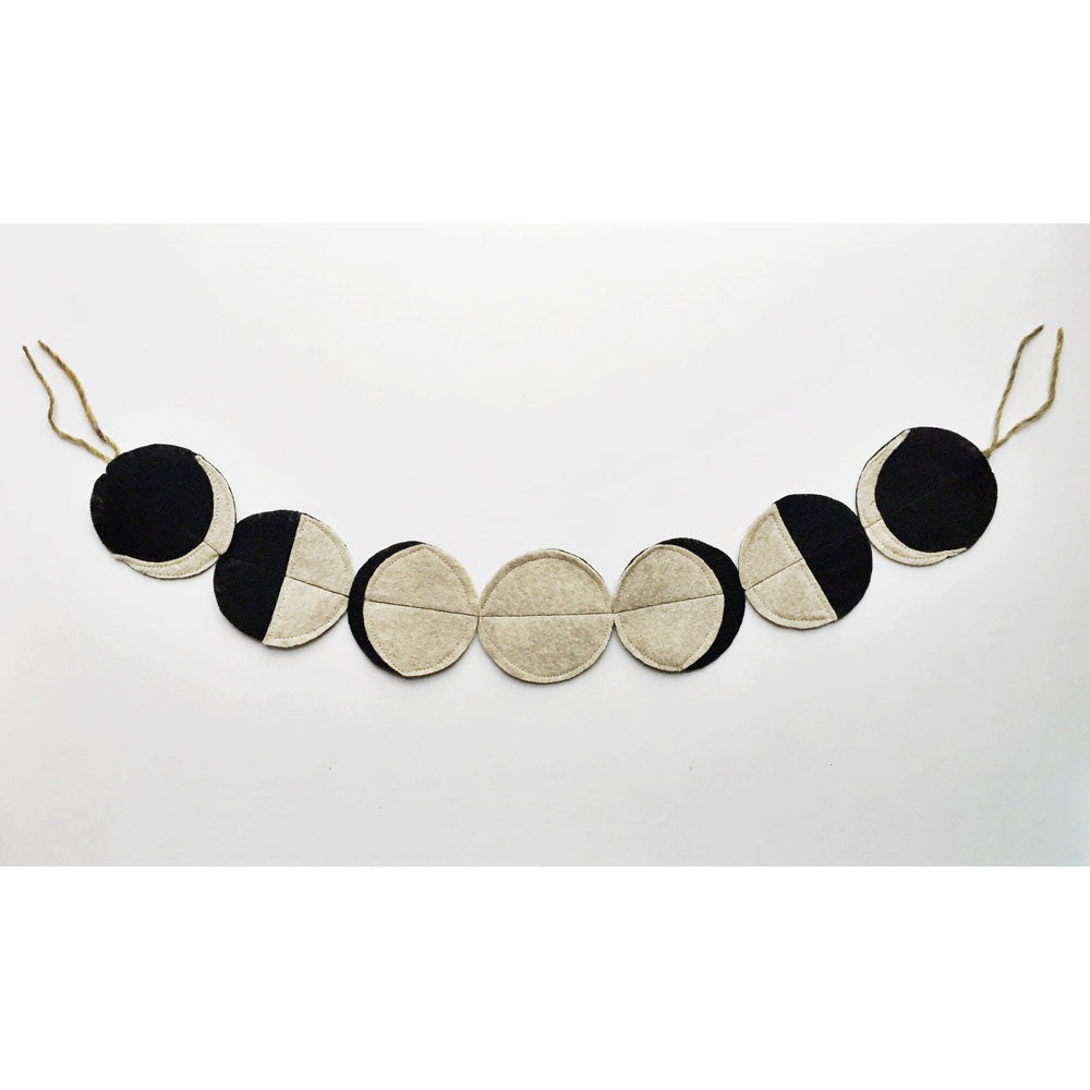 handmade felt moon phases garland - black-decor-Emerald and Ginger-Dilly Dally Kids