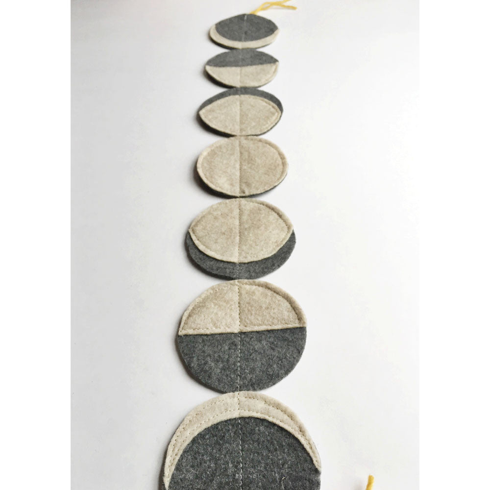 handmade felt moon phases garland - grey-decor-Emerald and Ginger-Dilly Dally Kids