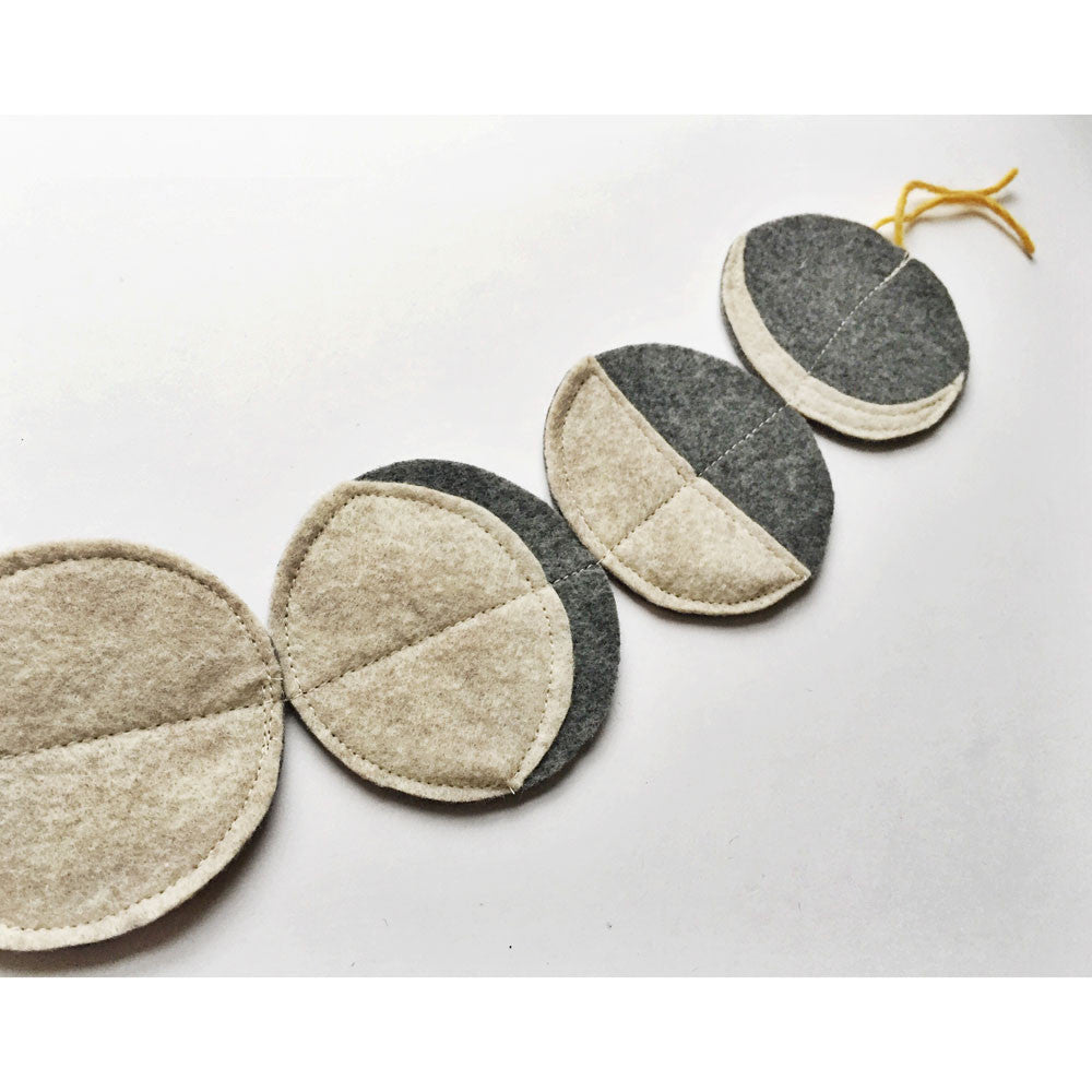 handmade felt moon phases garland - grey-decor-Emerald and Ginger-Dilly Dally Kids