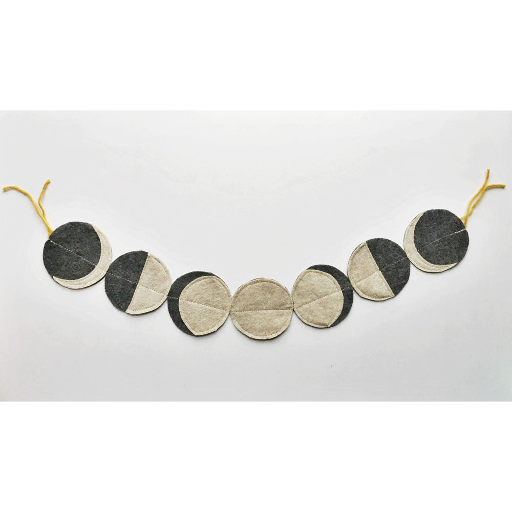 handmade felt moon phases garland - grey-decor-Emerald and Ginger-Dilly Dally Kids