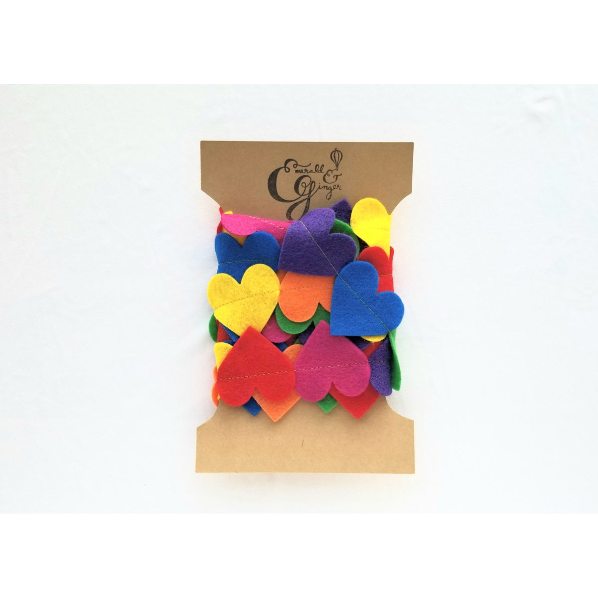 handmade felt rainbow hearts garland-decor-Emerald and Ginger-Dilly Dally Kids