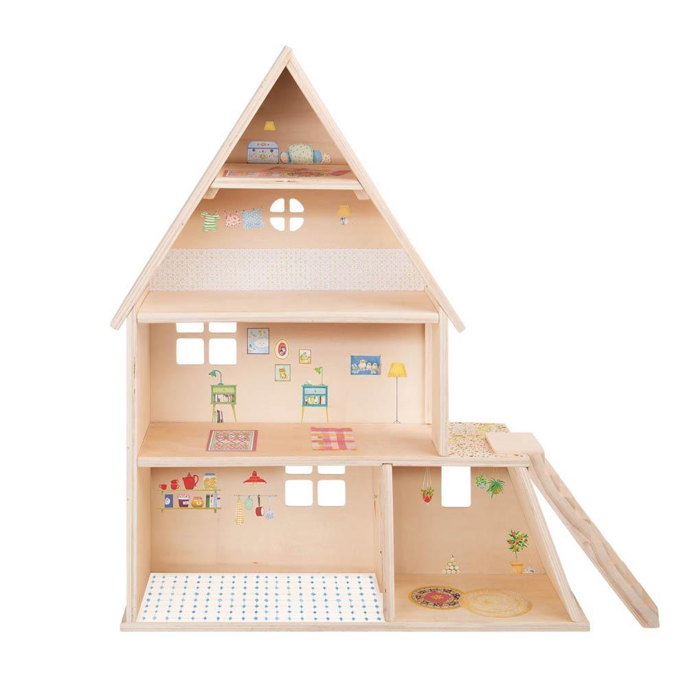 Moulin Roty doll house with furniture-people, animals & lands-Fire the Imagination-Dilly Dally Kids