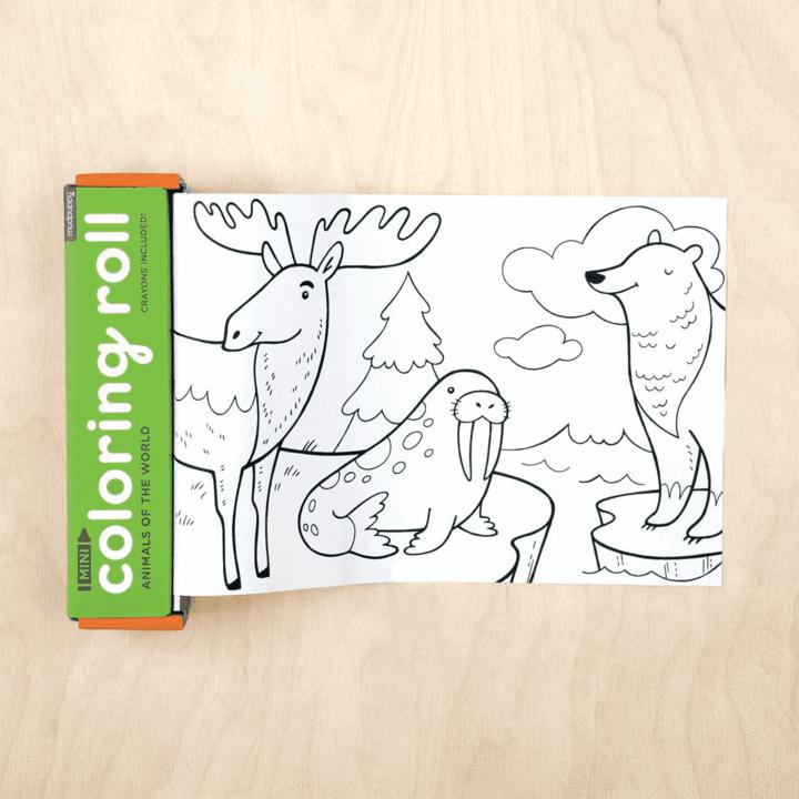 Mudpuppy animals of the world mini colouring roll – Dilly Dally Kids