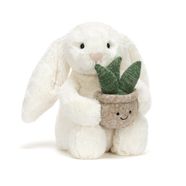 Jellycat Cream Bunny with Plant – Dilly Dally Kids