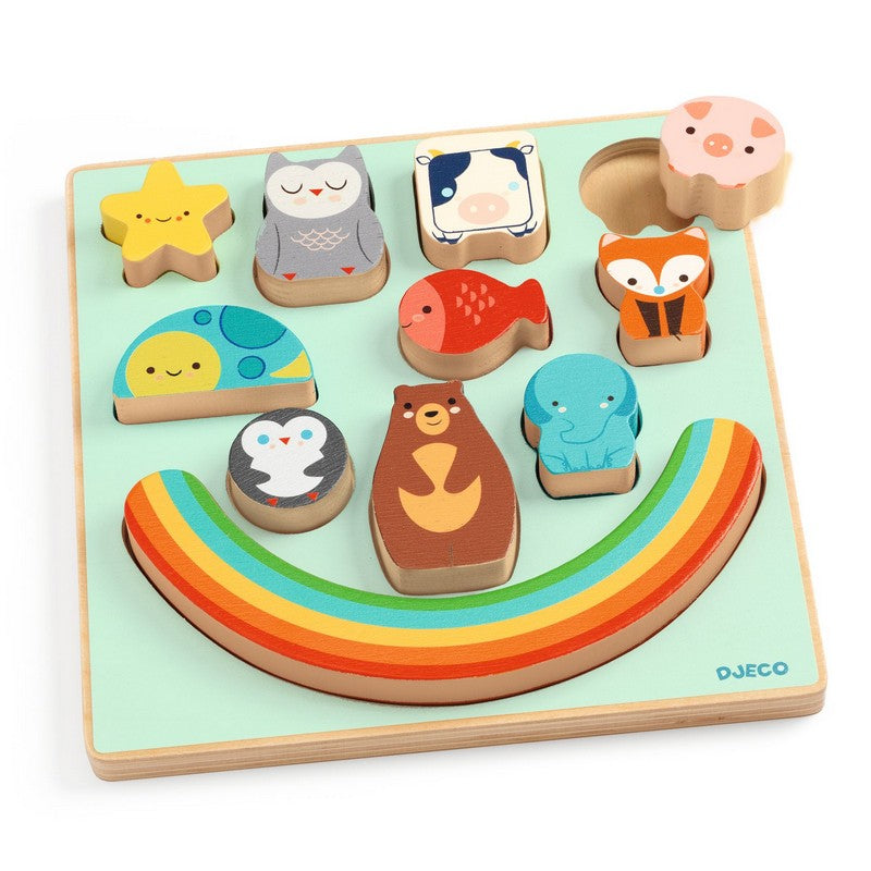 Djeco puzz et boom rainbow puzzle & stacking toy – Dilly Dally Kids