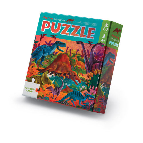 Crocodile Creek Dazzling Dinosaurs 60 pc puzzle – Dilly Dally Kids