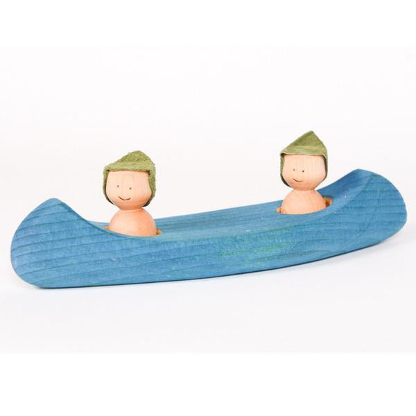 blue Canadian wooden canoe-cars, boats, planes & trains-Atelier Cheval de Bois-Dilly Dally Kids