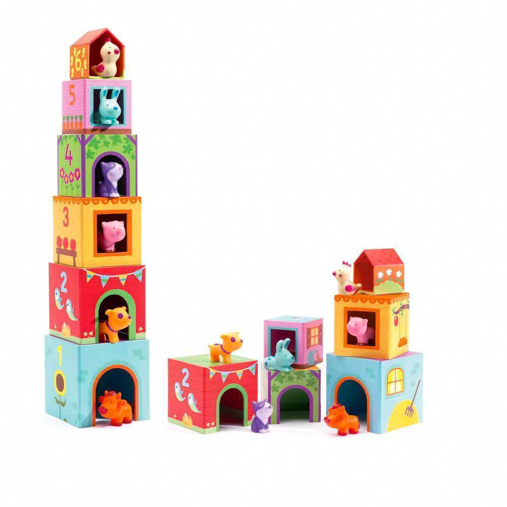 Djeco topanifarm blocks and animal figures-blocks & building sets-Djeco-Dilly Dally Kids