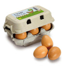 Erzi six wooden brown eggs in carton-pretend play-Fire the Imagination-Dilly Dally Kids