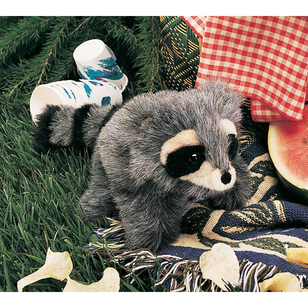 baby raccoon puppet-puppets, stuffies & dolls-Fire the Imagination-Dilly Dally Kids