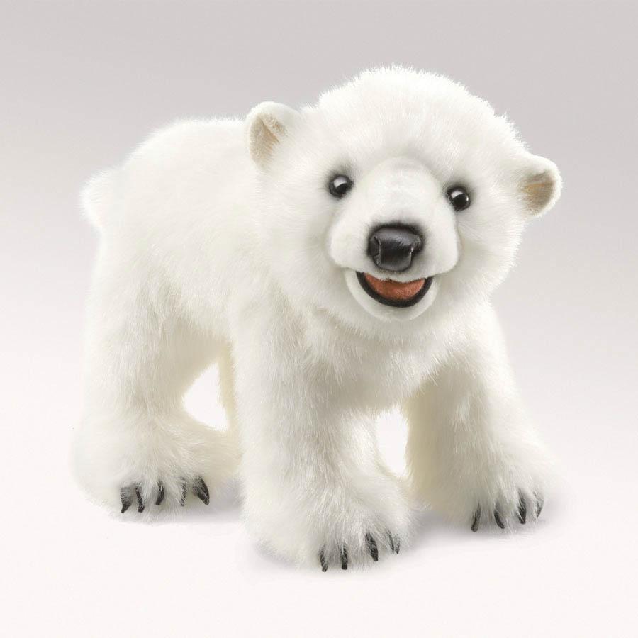 Folkmanis polar bear cub puppet-puppets, stuffies & dolls-Fire the Imagination-Dilly Dally Kids
