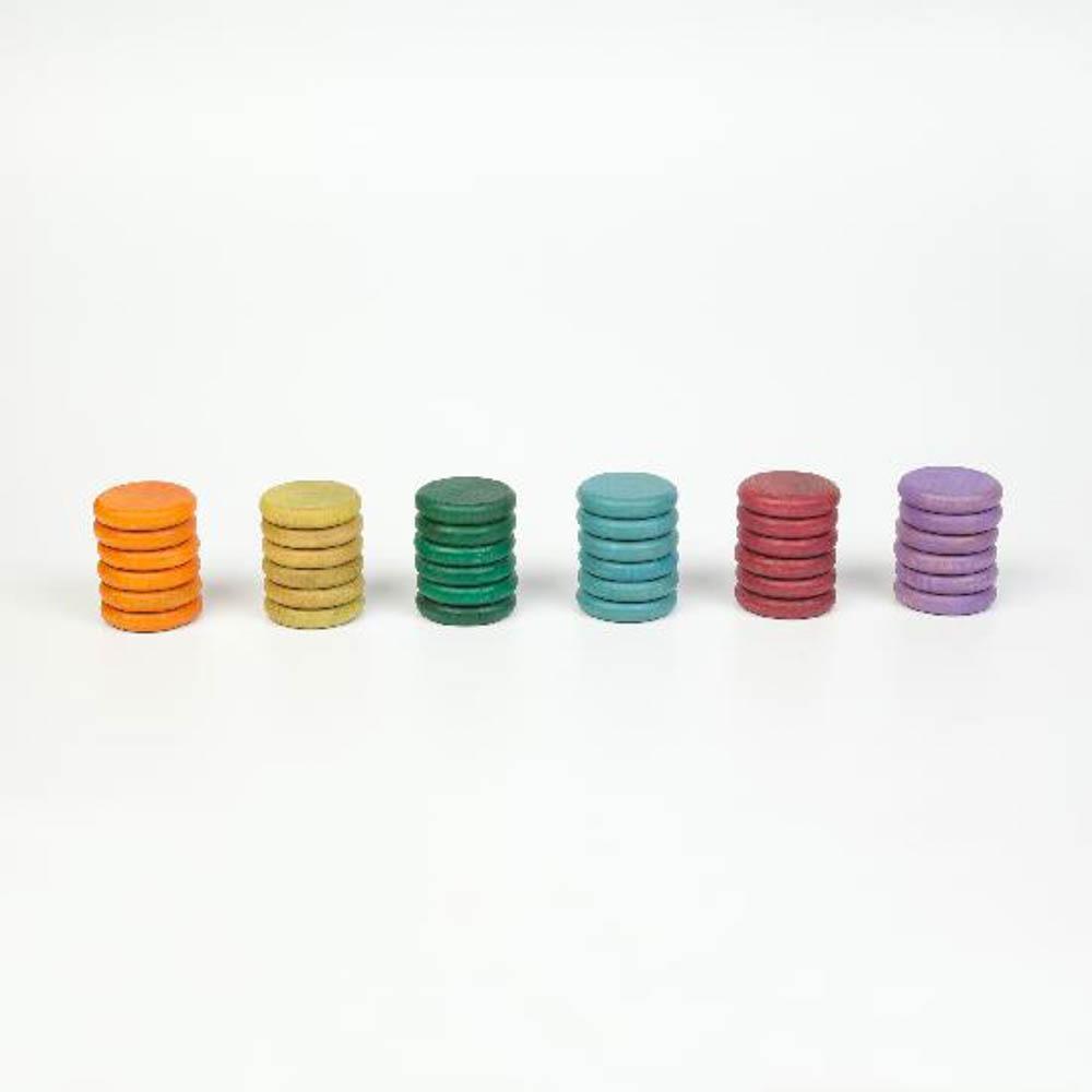 Grapat 36 pastel wood coins-blocks & building sets-Fire the Imagination-Dilly Dally Kids