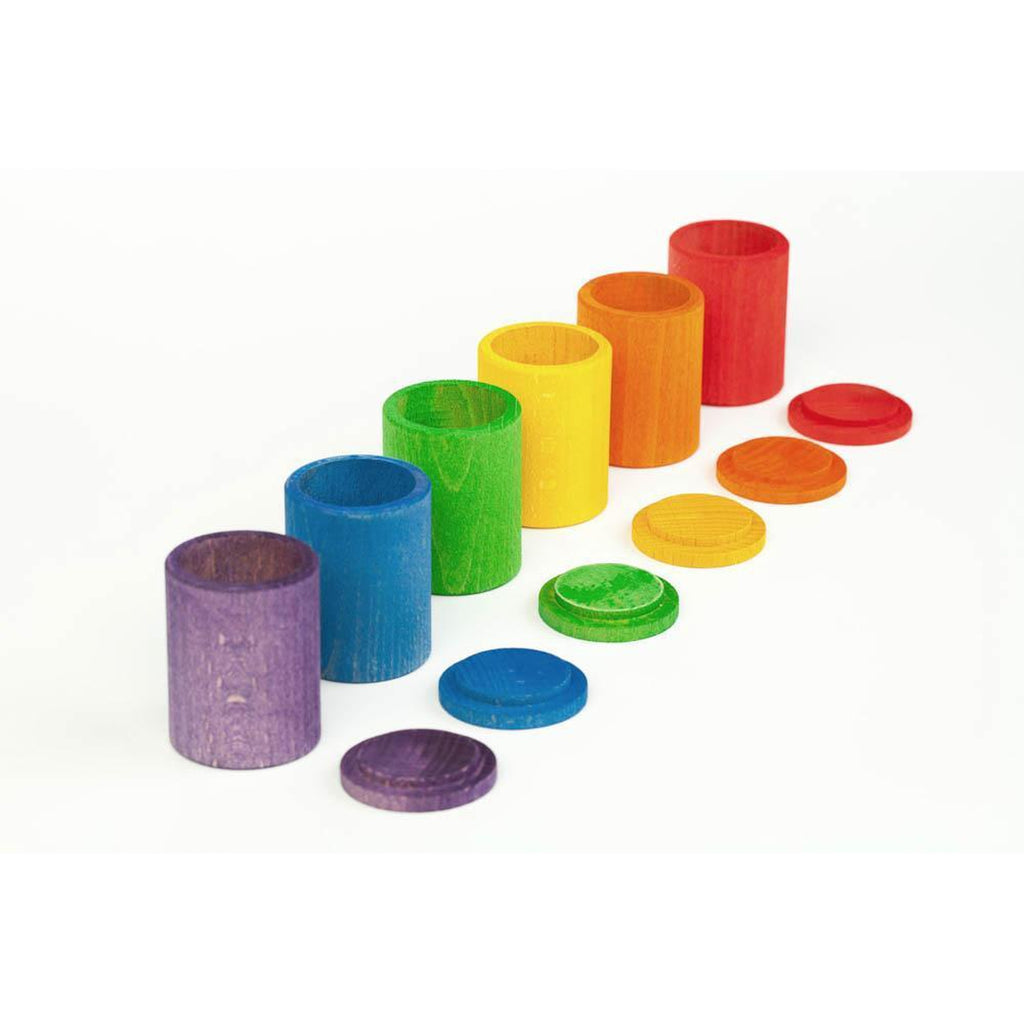 Grapat 6 coloured wood cups with lids-blocks & building sets-Fire the Imagination-Dilly Dally Kids