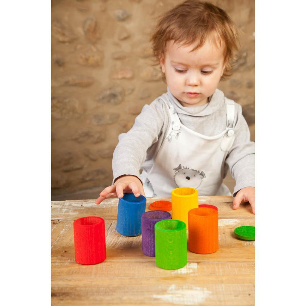 Grapat 6 coloured wood cups with lids-blocks & building sets-Fire the Imagination-Dilly Dally Kids