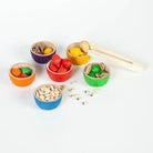 Grapat coloured bowls and acorns with tongs-blocks & building sets-Grapat-Dilly Dally Kids