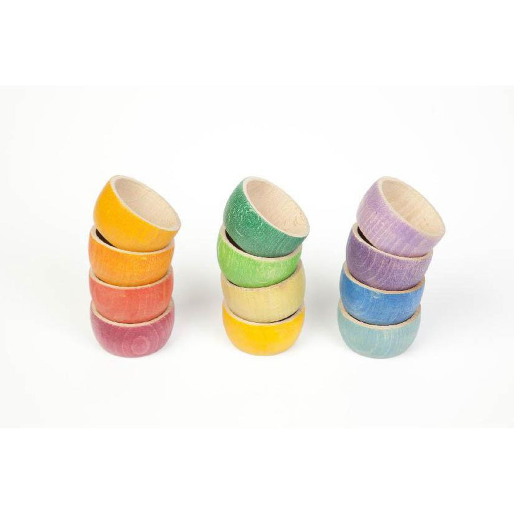 Grapat wood coloured bowls 12 piece-blocks & building sets-Grapat-Dilly Dally Kids