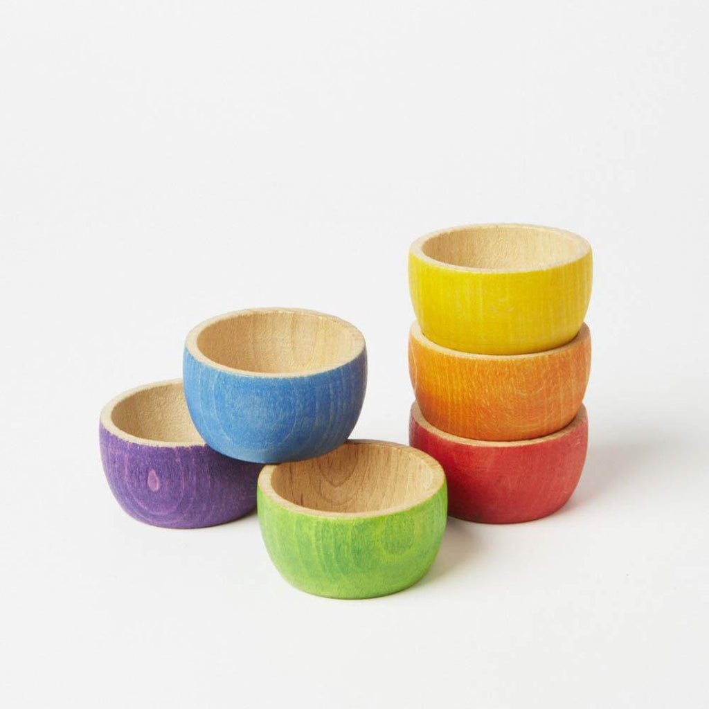 Grapat wood coloured bowls 6 pieces-blocks & building sets-Grapat-Dilly Dally Kids