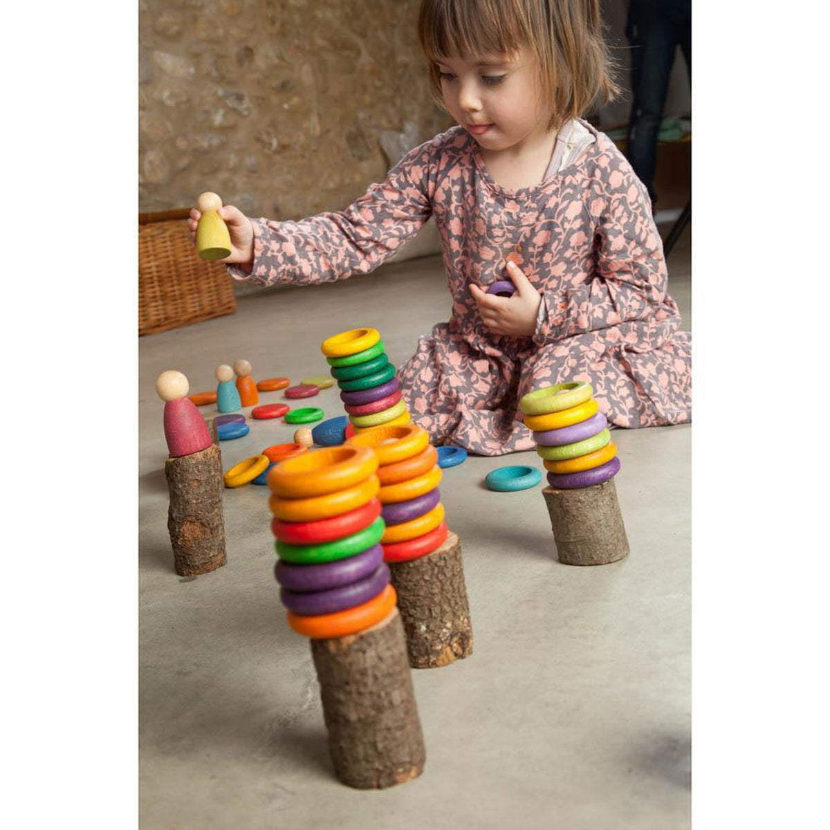 Grapat wood coloured nine Carla-blocks & building sets-Grapat-Dilly Dally Kids