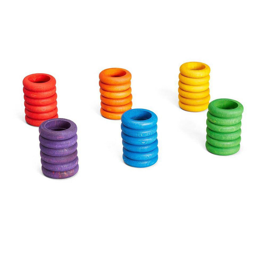 Grapat wood coloured rings 36 pieces-blocks & building sets-Grapat-Dilly Dally Kids