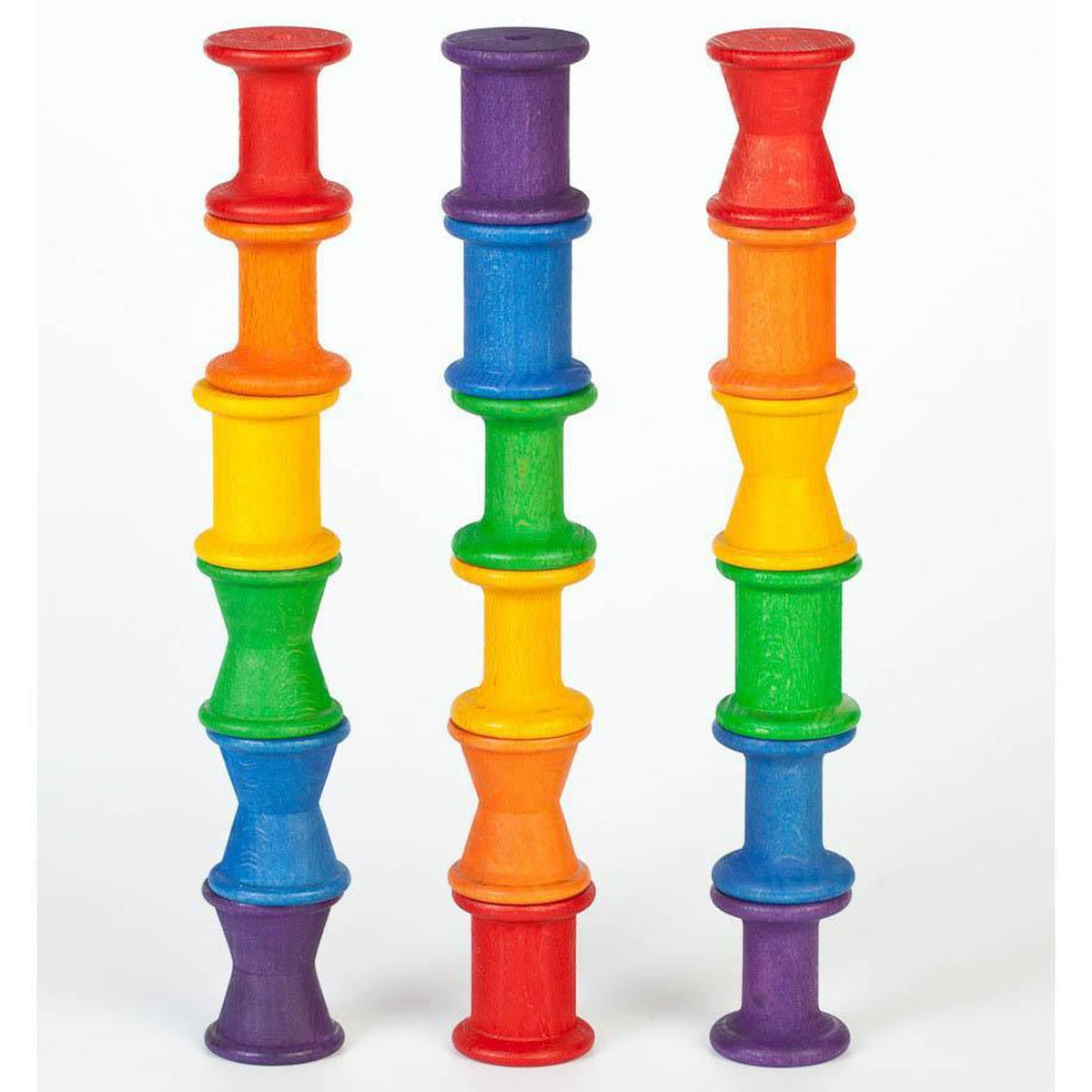 Grapat wood coloured spools - 18 pieces-blocks & building sets-Fire the Imagination-Dilly Dally Kids