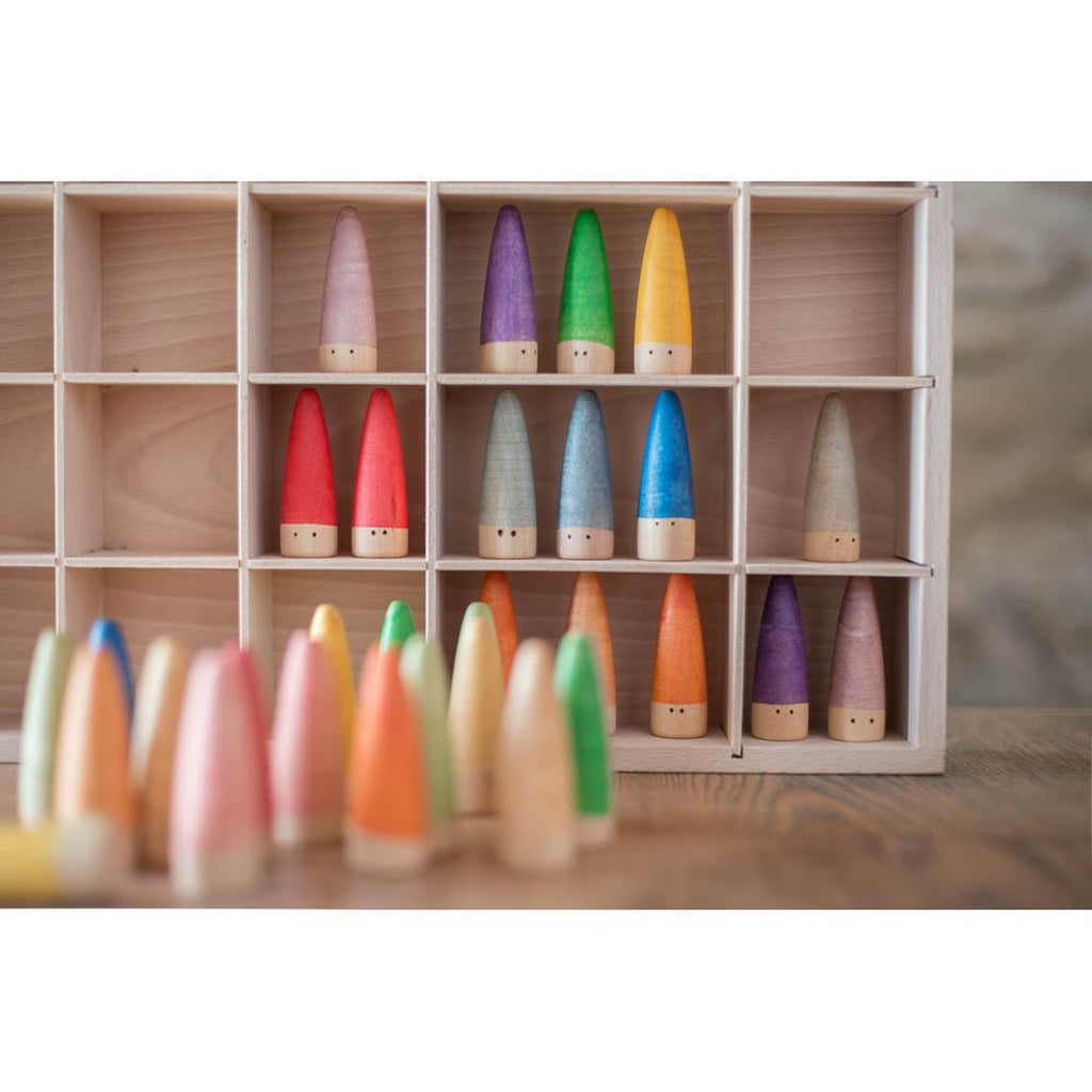 Grapat wood coloured stick gnomes 18 pcs-blocks & building sets-Grapat-Dilly Dally Kids