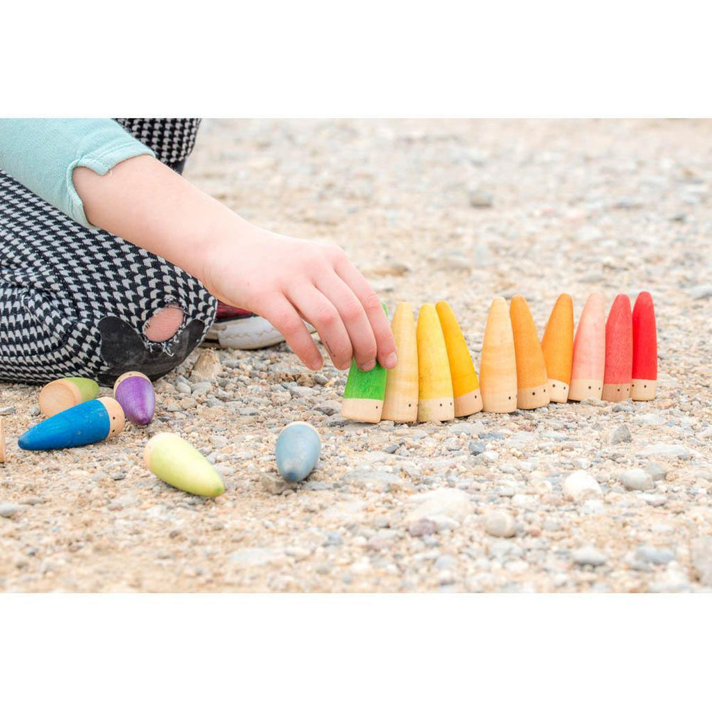 Grapat wood coloured stick gnomes 18 pcs-blocks & building sets-Grapat-Dilly Dally Kids