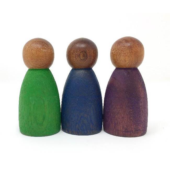Grapat wood dark cold colour nins 3 pieces-blocks & building sets-Grapat-Dilly Dally Kids