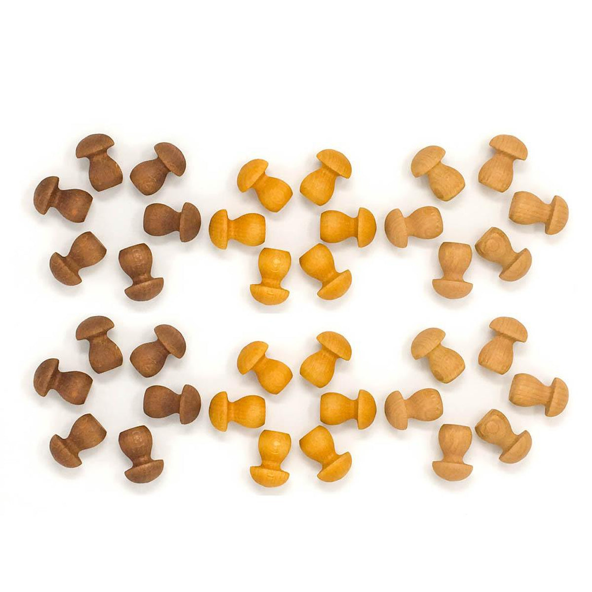 Grapat wood mandala mini mushrooms 36 pieces brown-blocks & building sets-Grapat-Dilly Dally Kids