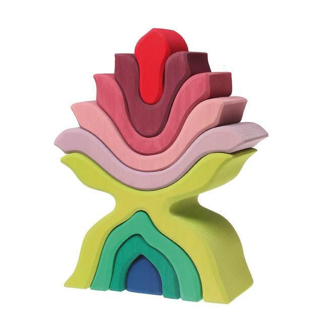 Kids Grimm's 9 Piece Set Lotus Flower Blocks - Multicolour