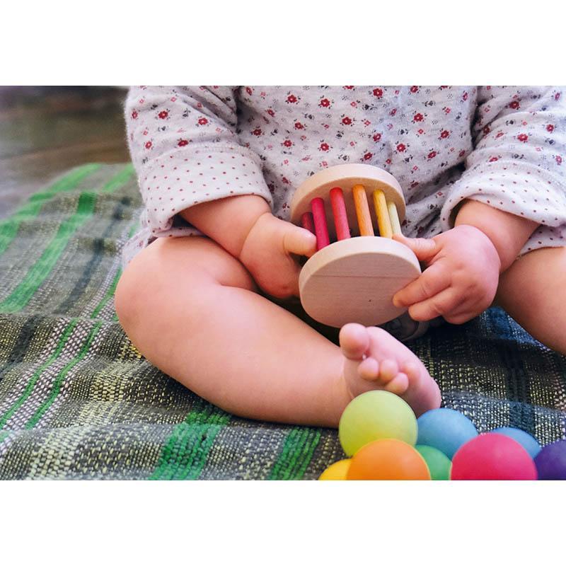Grimm's mini rolling wheel with bells - rainbow-baby-Fire the Imagination-Dilly Dally Kids