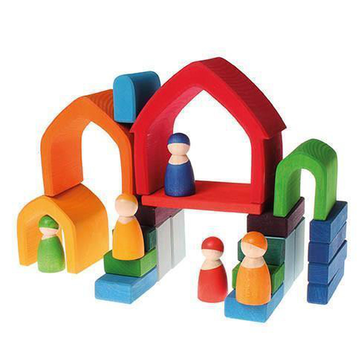 Grimm's rainbow house stacker-blocks & building sets-Fire the Imagination-Dilly Dally Kids