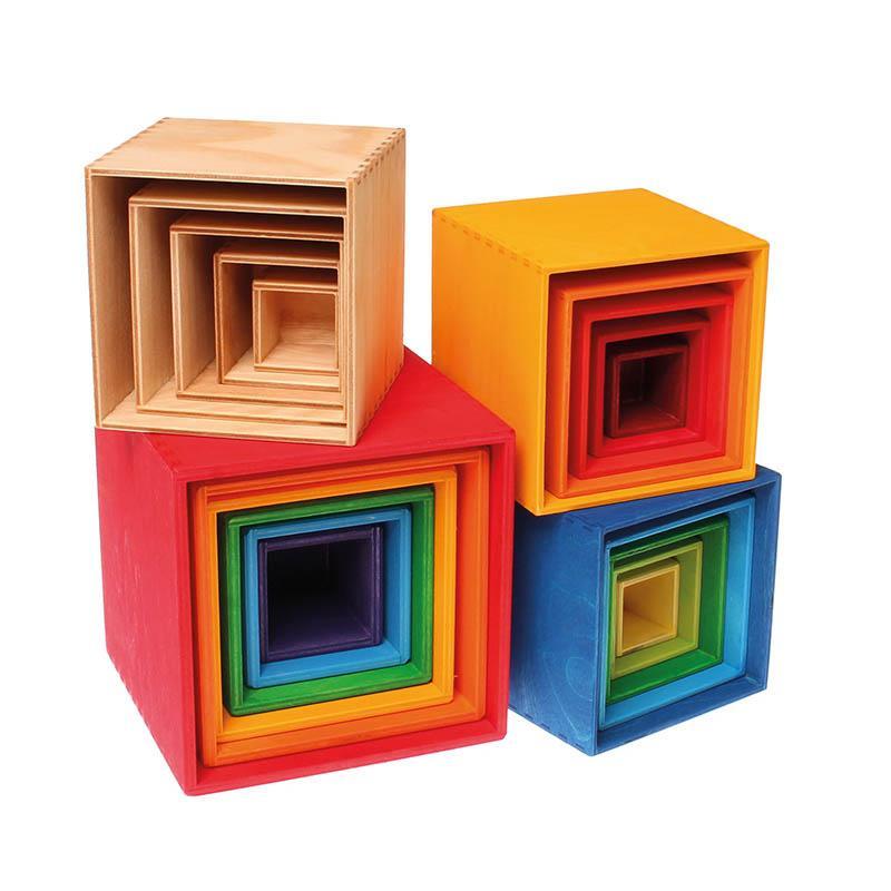 Grimm's small stacking boxes - natural-blocks & building sets-Fire the Imagination-Dilly Dally Kids