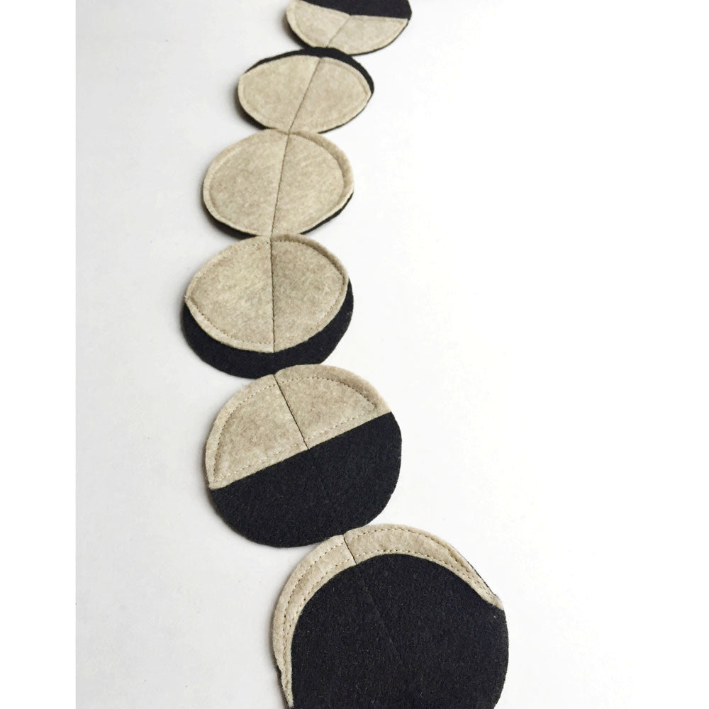 handmade felt moon phases garland - black-decor-Emerald and Ginger-Dilly Dally Kids