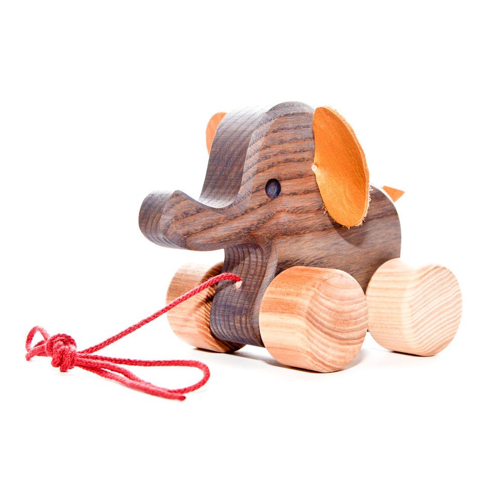 heirloom pull along elephant-toddler vehicles-Wooden Frog-Dilly Dally Kids