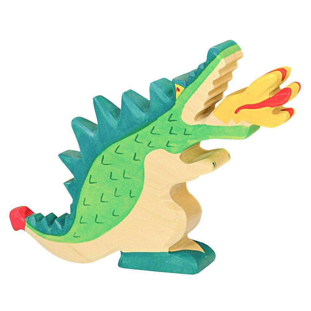 wooden green dragon-figures-Holztiger-Dilly Dally Kids