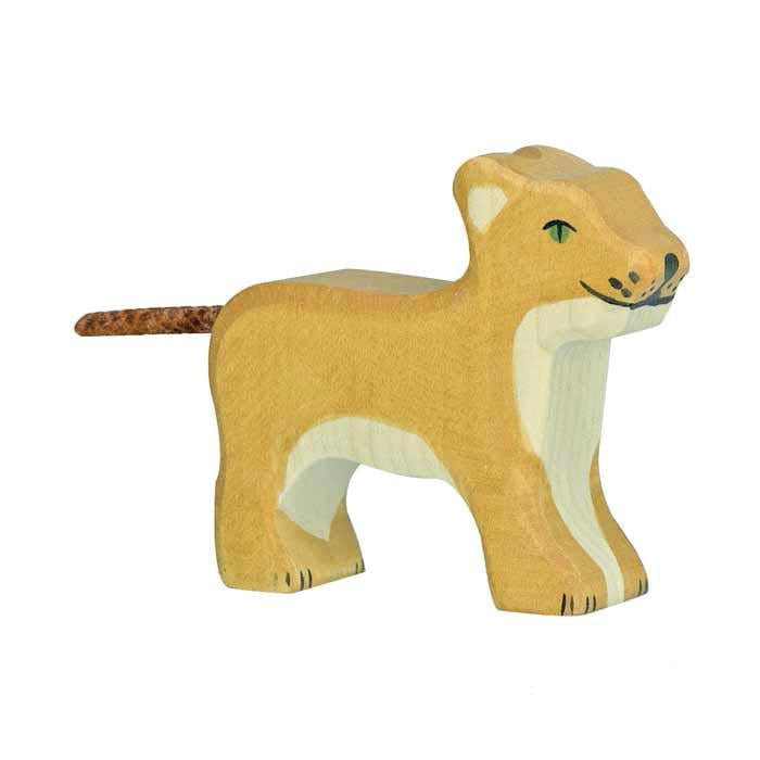 wooden lion cub-figures-Holztiger-Dilly Dally Kids