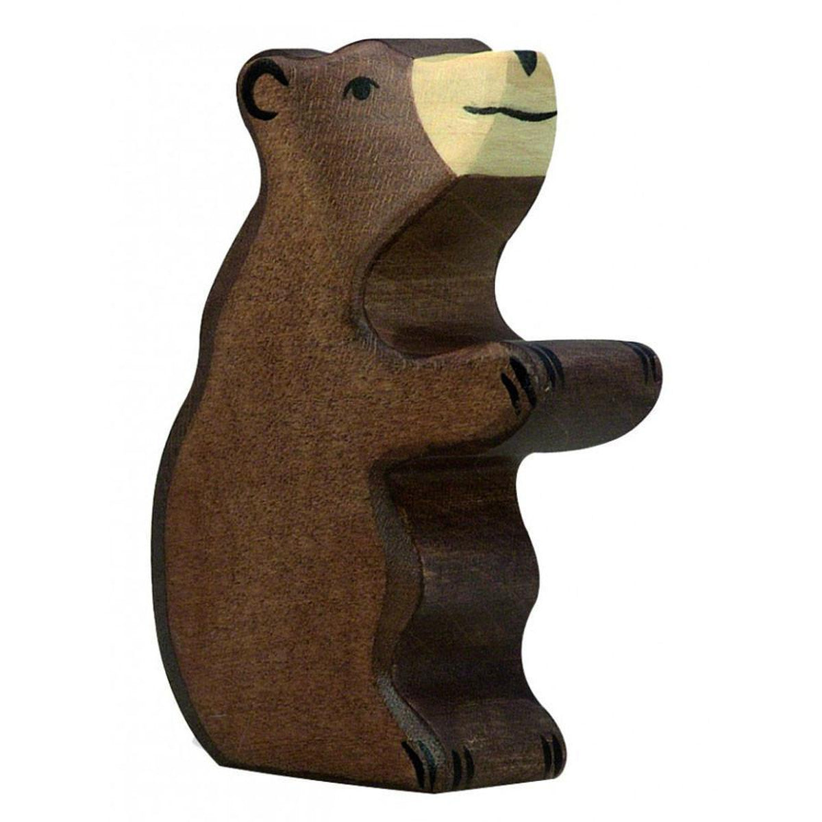 wooden standing brown bear cub-people, animals & lands-Holztiger-Dilly Dally Kids